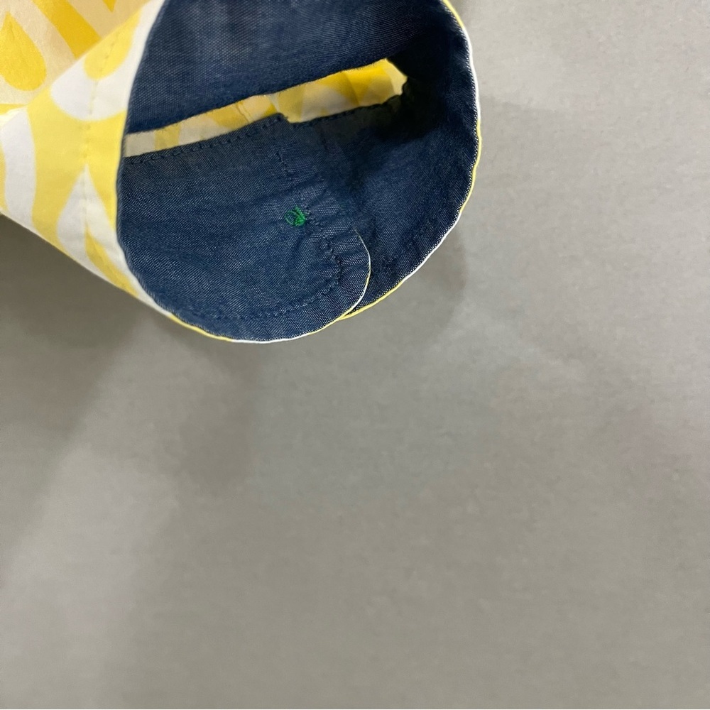 Talbots Yellow Print Button Front Roll Tab Sleeve… - image 4